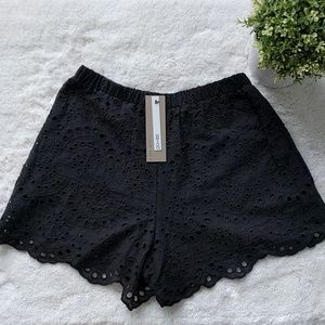 New DO + BE  Black lace shorts